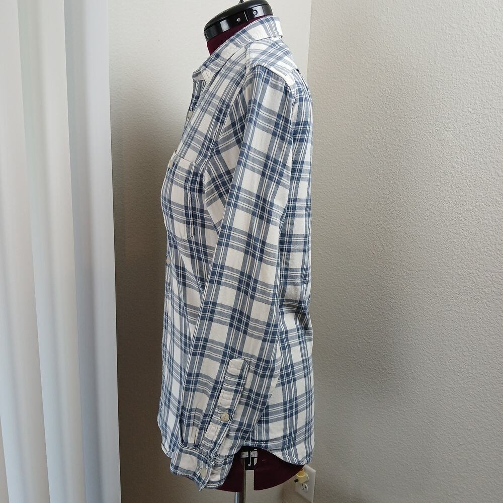 J.Crew Tailored Fit Workshirt Mens Small plaid white blue double layer cotton LS - Picture 2 of 12